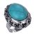 YAZILIND Plateado Retro Anillos Turquesa Oval tallados